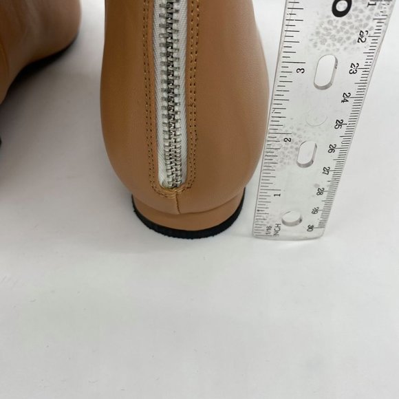 🎁🎁🎁Nude Retro Knee High Boots Closed Round Toe Low Fl - Picture 7 of 16